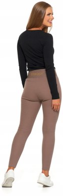 Legginsy damskie OCIEPLANE z wysokim stanem w PRĄŻKI MORAJ - S/M