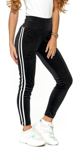 Legginsy damskie WELUROWE z lampasami MORAJ - S/M