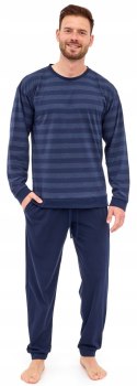 Piżama męska bawełniana w paski długi rękaw CORNETTE LOOSE 117/279 - XXL