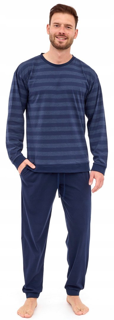 Piżama męska bawełniana w paski długi rękaw CORNETTE LOOSE 117/279 - XL