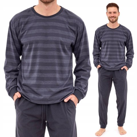 Piżama męska bawełniana w paski długi rękaw CORNETTE LOOSE 117/280 - XXL