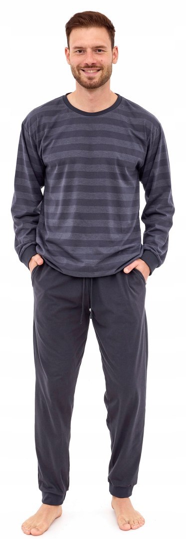 Piżama męska bawełniana w paski długi rękaw CORNETTE LOOSE 117/280 - XL