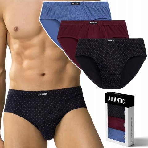 Slipy męskie BAWEŁNIANE 3 PARY dopasowane ATLANTIC 3MP-179 - XXL