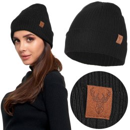 CZAPKA damska jesienna zimowa typu beanie w PRĄŻEK MORAJ r. uniwersalny