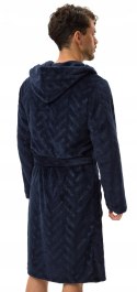 Elegancki szlafrok męski z KAPTUREM wiązany w pasie HENDERSON HACKER - 3XL