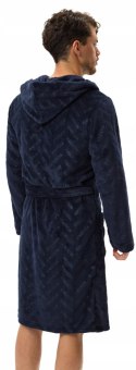 Elegancki szlafrok męski z KAPTUREM wiązany w pasie HENDERSON HACKER - 3XL