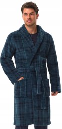 Elegancki szlafrok męski z KOŁNIERZEM wiązany w pasie HENDERSON HAZEL - 3XL