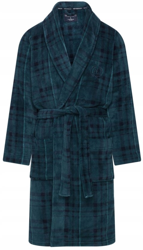 Elegancki szlafrok męski z KOŁNIERZEM wiązany w pasie HENDERSON HAZEL - 3XL Elegancki szlafrok męski z KOŁNIERZEM wiązany w pasie HENDERSON HAZEL - 3XL