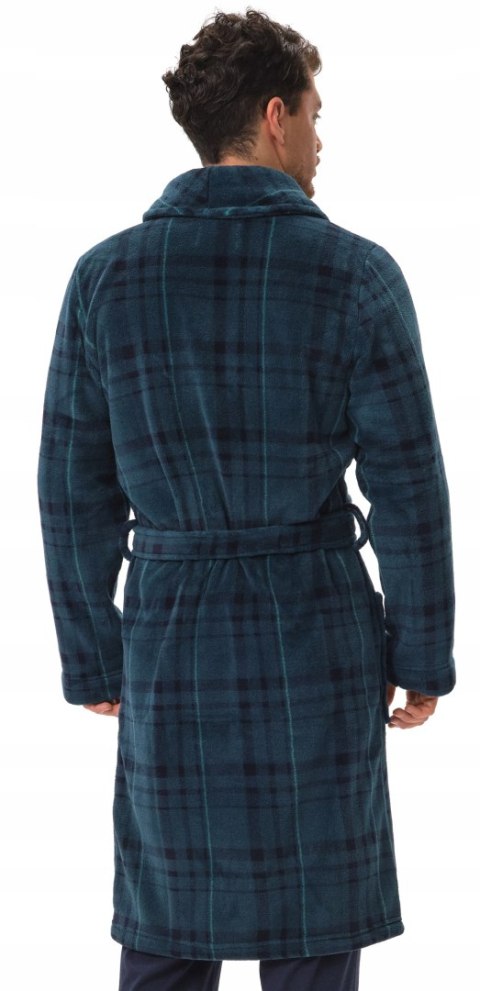Elegancki szlafrok męski z KOŁNIERZEM wiązany w pasie HENDERSON HAZEL - XL Elegancki szlafrok męski z KOŁNIERZEM wiązany w pasie HENDERSON HAZEL - XL
