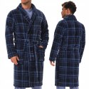 Elegancki szlafrok męski z KOŁNIERZEM wiązany w pasie HENDERSON HOVER - L