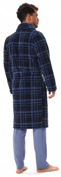 Elegancki szlafrok męski z KOŁNIERZEM wiązany w pasie HENDERSON HOVER - L