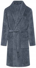 Elegancki szlafrok męski z KOŁNIERZEM wiązany w pasie HENDERSON HUG - 3XL