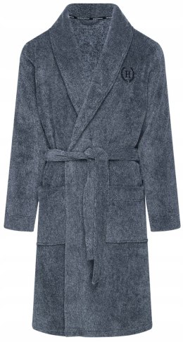 Elegancki szlafrok męski z KOŁNIERZEM wiązany w pasie HENDERSON HUG - 3XL