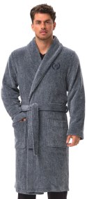 Elegancki szlafrok męski z KOŁNIERZEM wiązany w pasie HENDERSON HUG - XL