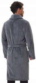 Elegancki szlafrok męski z KOŁNIERZEM wiązany w pasie HENDERSON HUG - XL