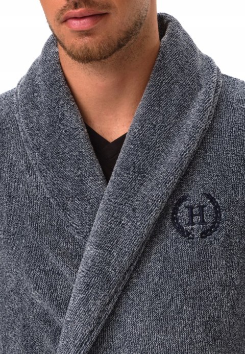 Elegancki szlafrok męski z KOŁNIERZEM wiązany w pasie HENDERSON HUG - XL Elegancki szlafrok męski z KOŁNIERZEM wiązany w pasie HENDERSON HUG - XL
