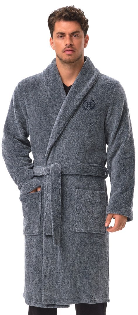 Elegancki szlafrok męski z KOŁNIERZEM wiązany w pasie HENDERSON HUG - M Elegancki szlafrok męski z KOŁNIERZEM wiązany w pasie HENDERSON HUG - M