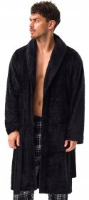 Elegancki szlafrok męski z KOŁNIERZEM wiązany w pasie HENDERSON HUGE - XL