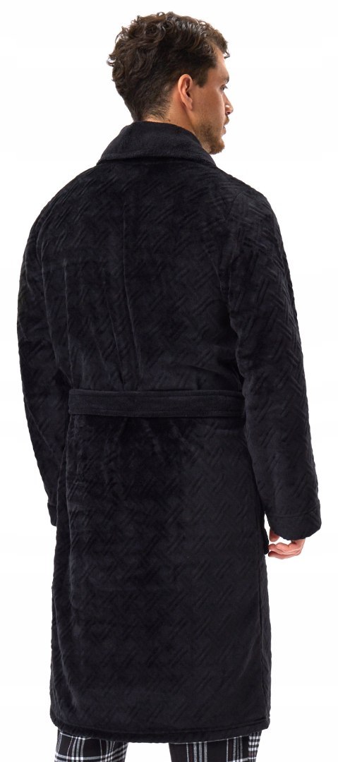 Elegancki szlafrok męski z KOŁNIERZEM wiązany w pasie HENDERSON HUGE - XL Elegancki szlafrok męski z KOŁNIERZEM wiązany w pasie HENDERSON HUGE - XL