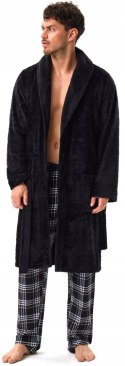 Elegancki szlafrok męski z KOŁNIERZEM wiązany w pasie HENDERSON HUGE - XL