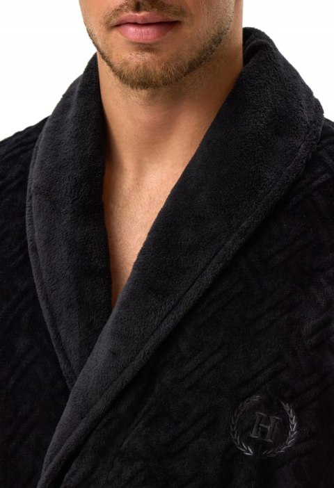 Elegancki szlafrok męski z KOŁNIERZEM wiązany w pasie HENDERSON HUGE - XL Elegancki szlafrok męski z KOŁNIERZEM wiązany w pasie HENDERSON HUGE - XL