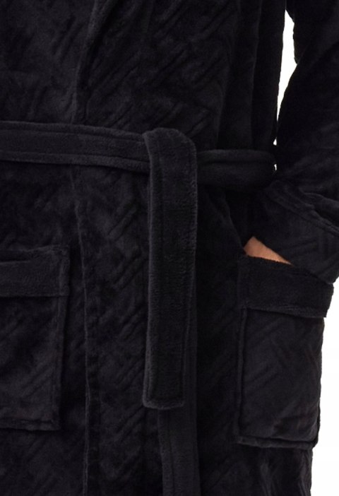 Elegancki szlafrok męski z KOŁNIERZEM wiązany w pasie HENDERSON HUGE - XL Elegancki szlafrok męski z KOŁNIERZEM wiązany w pasie HENDERSON HUGE - XL