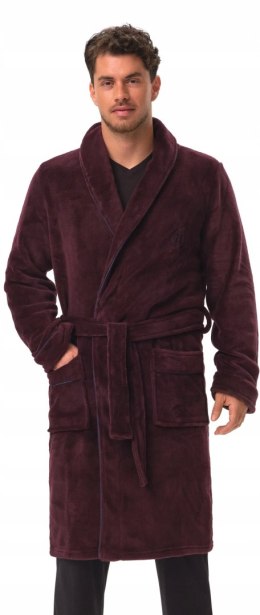 Elegancki szlafrok męski z KOŁNIERZEM wiązany w pasie HENDERSON HUSTLE 3XL