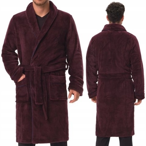 Elegancki szlafrok męski z KOŁNIERZEM wiązany w pasie HENDERSON HUSTLE - XL