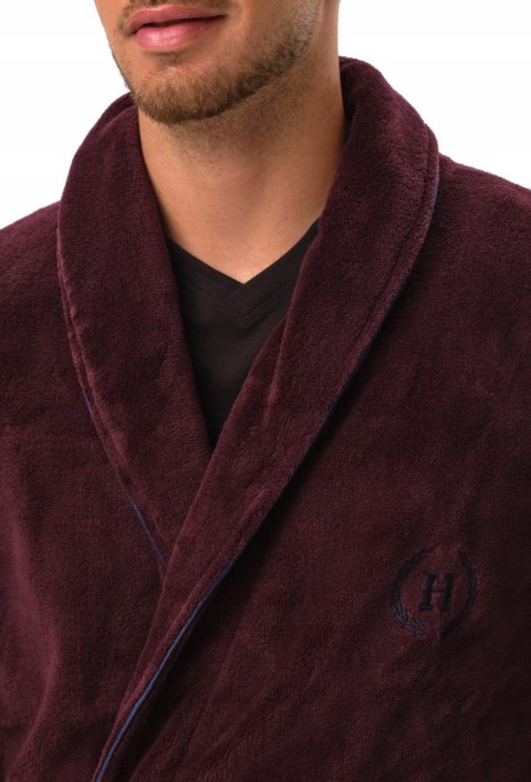 Elegancki szlafrok męski z KOŁNIERZEM wiązany w pasie HENDERSON HUSTLE - XL
