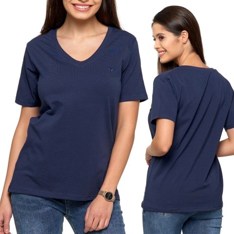Koszulka damska luźna wygodna T-Shirt Dekolt V BAWEŁNA PREMIUM MORAJ - S