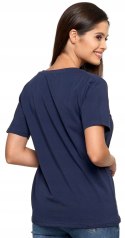 Koszulka damska luźna wygodna T-Shirt Dekolt V BAWEŁNA PREMIUM MORAJ - S