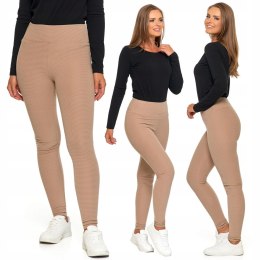 Legginsy damskie W PRĄŻKI z wysokim stanem eleganckie MORAJ - L/XL