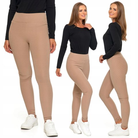 Legginsy damskie W PRĄŻKI z wysokim stanem eleganckie MORAJ - L/XL