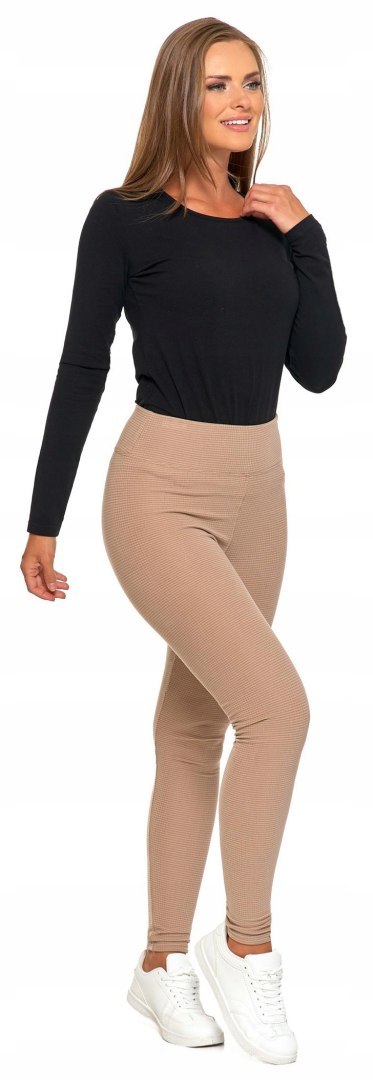 Legginsy damskie W PRĄŻKI z wysokim stanem eleganckie MORAJ - L/XL Legginsy damskie W PRĄŻKI z wysokim stanem eleganckie MORAJ - L/XL