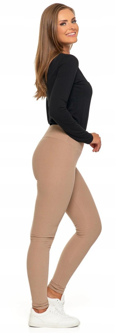 Legginsy damskie W PRĄŻKI z wysokim stanem eleganckie MORAJ - L/XL Legginsy damskie W PRĄŻKI z wysokim stanem eleganckie MORAJ - L/XL