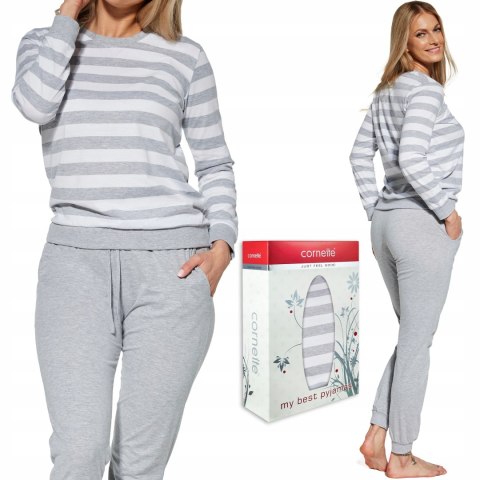 Piżama damska bawełniana DRESOWA długa CORNETTE MOLLY 634/30 - XXL