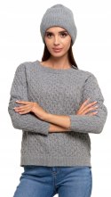 Sweter damski ciepły gruby zimowy z warkoczowym splotem MORAJ - XXL