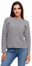 Sweter damski ciepły gruby zimowy z warkoczowym splotem MORAJ - XXL