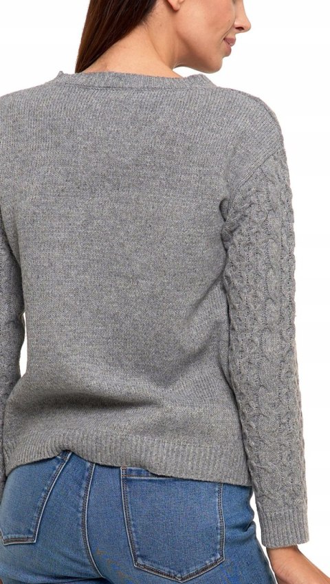 Sweter damski ciepły gruby zimowy z warkoczowym splotem MORAJ - XXL Sweter damski ciepły gruby zimowy z warkoczowym splotem MORAJ - XXL