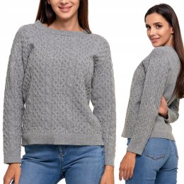 Sweter damski ciepły gruby zimowy z warkoczowym splotem MORAJ - XL