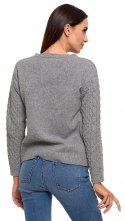 Sweter damski ciepły gruby zimowy z warkoczowym splotem MORAJ - XL