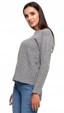 Sweter damski ciepły gruby zimowy z warkoczowym splotem MORAJ - XL