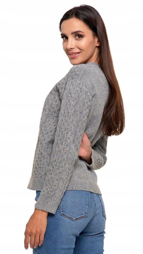 Sweter damski ciepły gruby zimowy z warkoczowym splotem MORAJ - XL Sweter damski ciepły gruby zimowy z warkoczowym splotem MORAJ - XL