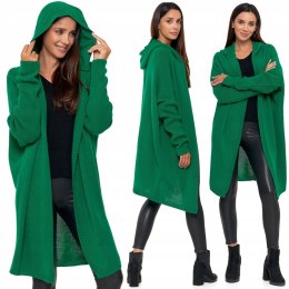 Sweter damski oversize KARDIGAN z KAPTUREM elegancki luźny długi MORAJ