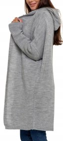 Sweter damski oversize KARDIGAN z KAPTUREM elegancki luźny długi MORAJ