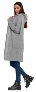 Sweter damski oversize KARDIGAN z KAPTUREM elegancki luźny długi MORAJ