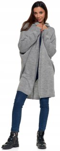 Sweter damski oversize KARDIGAN z KAPTUREM elegancki luźny długi MORAJ