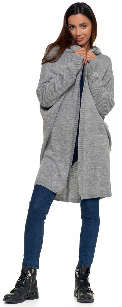 Sweter damski oversize KARDIGAN z KAPTUREM elegancki luźny długi MORAJ Sweter damski oversize KARDIGAN z KAPTUREM elegancki luźny długi MORAJ