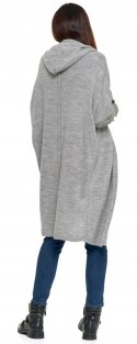 Sweter damski oversize KARDIGAN z KAPTUREM elegancki luźny długi MORAJ