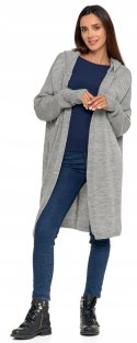 Sweter damski oversize KARDIGAN z KAPTUREM elegancki luźny długi MORAJ